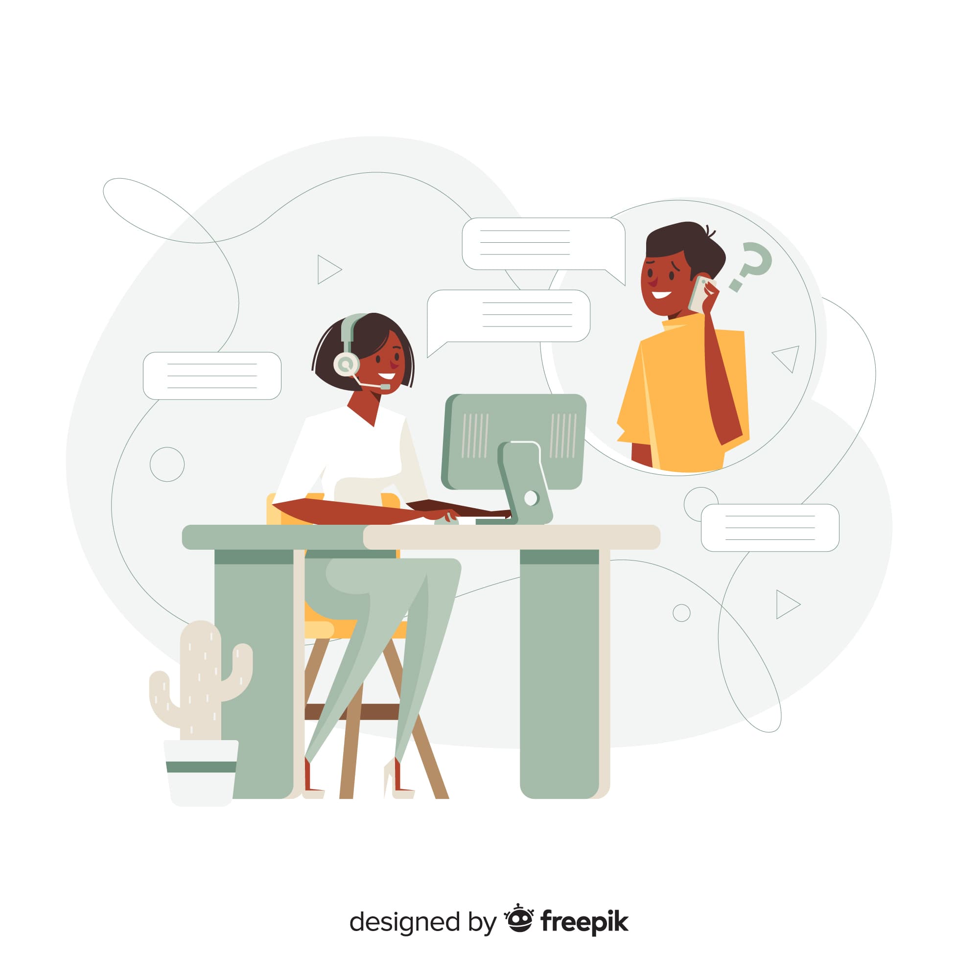Illustration: agent et prospect en conversation